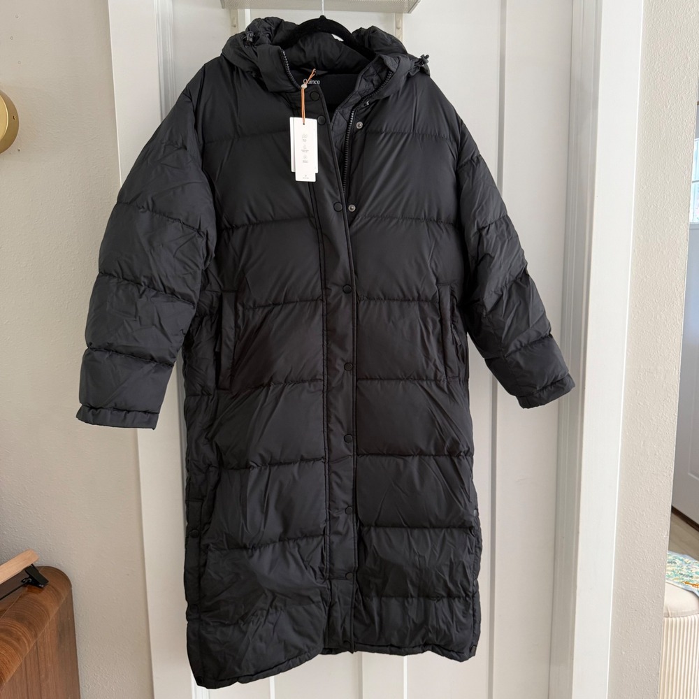 Quince Responsible Down Long Puffer Jacket Black 700 Fill Power Womens L NWT
